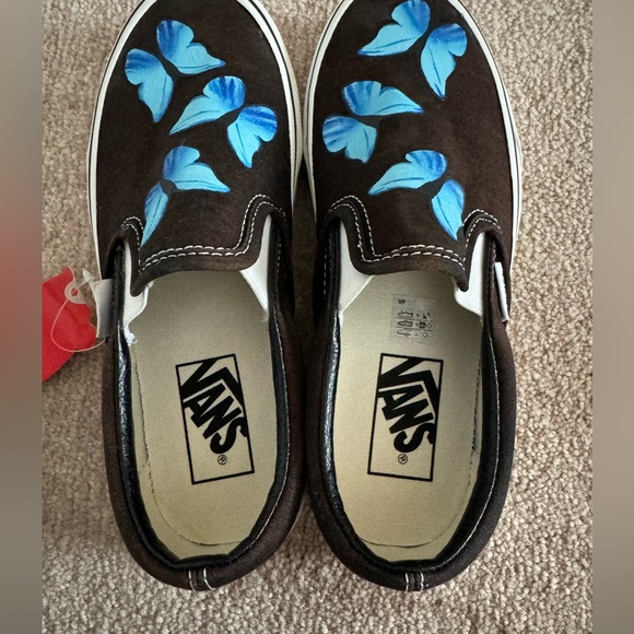 Hand painted butterfly black slip on vans - Picture 4 of 4